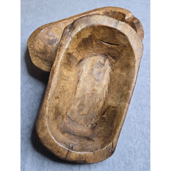 Primitive Wooden Dough Bowl‎ Decorative Salt Bowl Decor Hand Carved Rustic - Picture 2 of 6